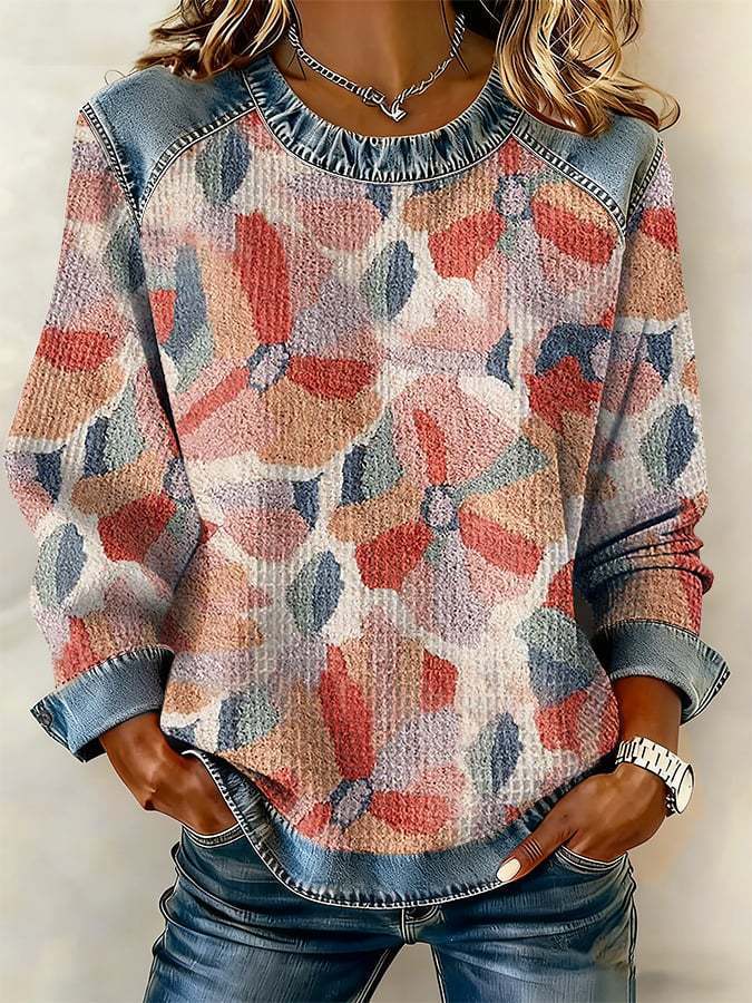 Women's Floral Botanical Print Crewneck Sweatshirt