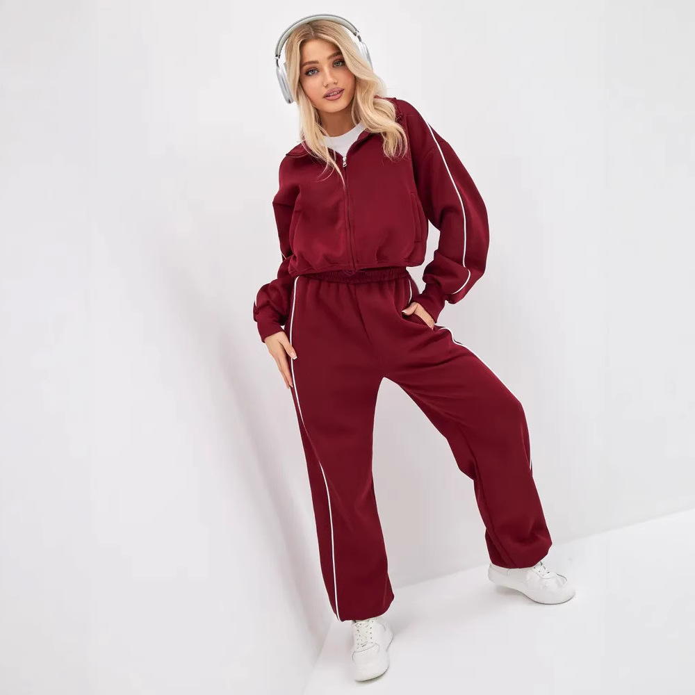 Women's Striped Hoodie and Pants Lounge Set, Loose Fit