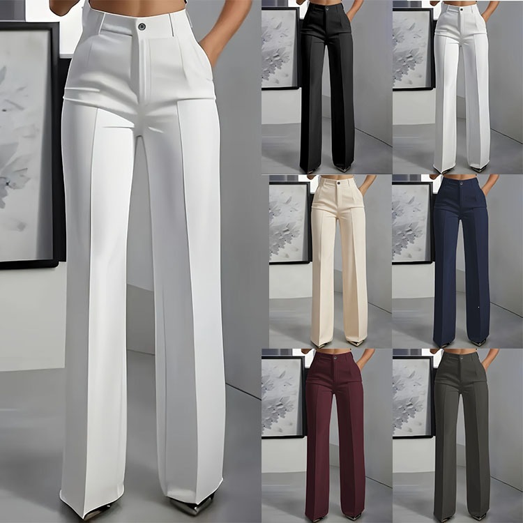 Women's Plus Size High Waist Straight Leg Dress Pants