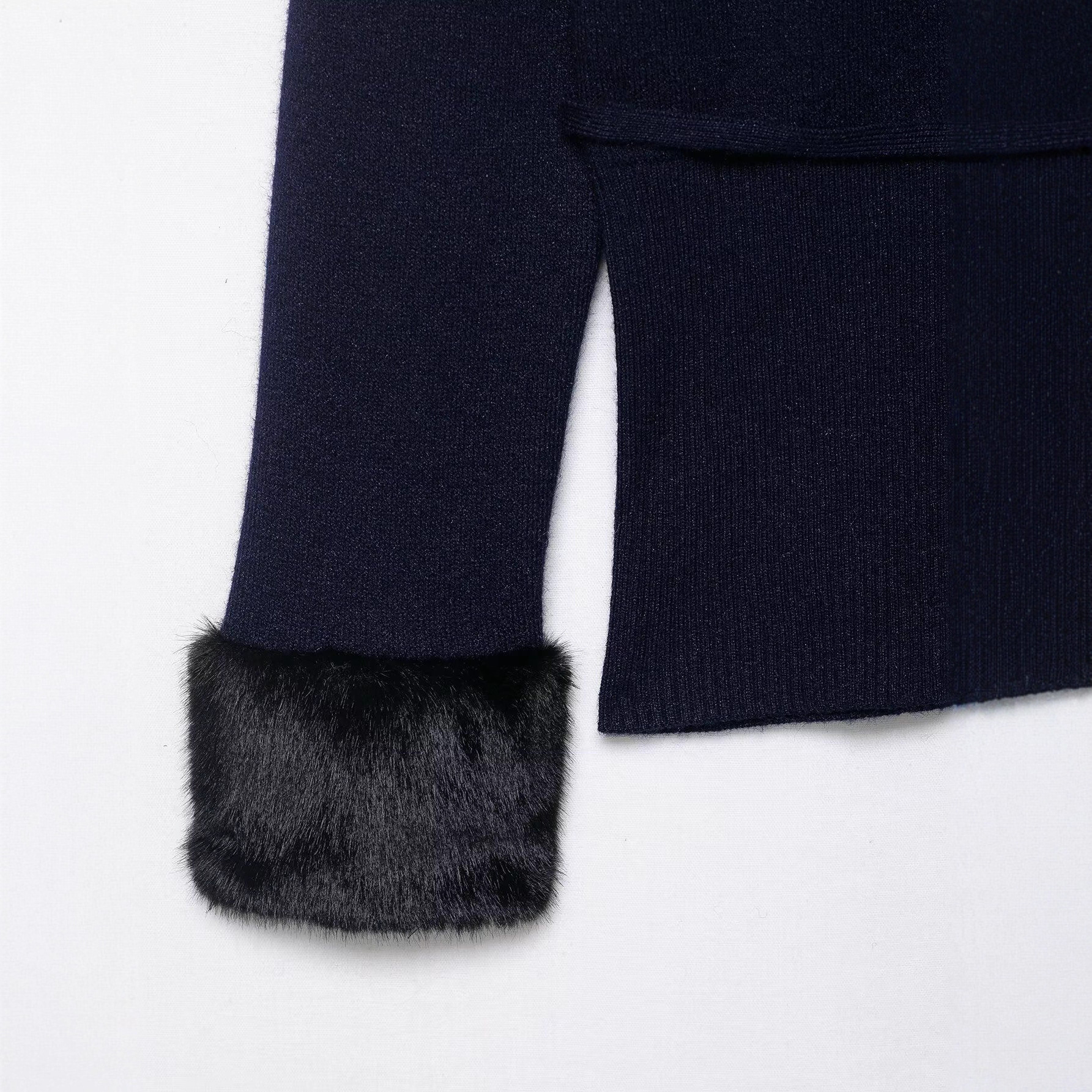 Women's Faux Fur Panel Knit Cardigan