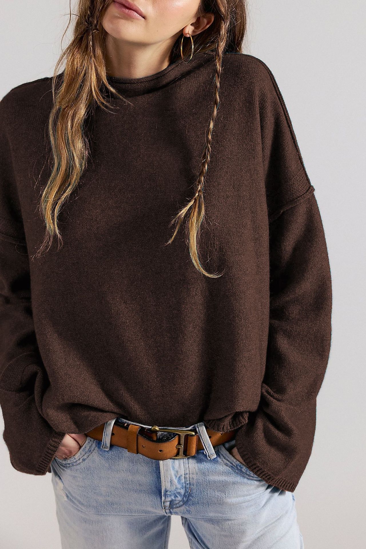 Women's Solid Color Crewneck Knit Pullover Sweater