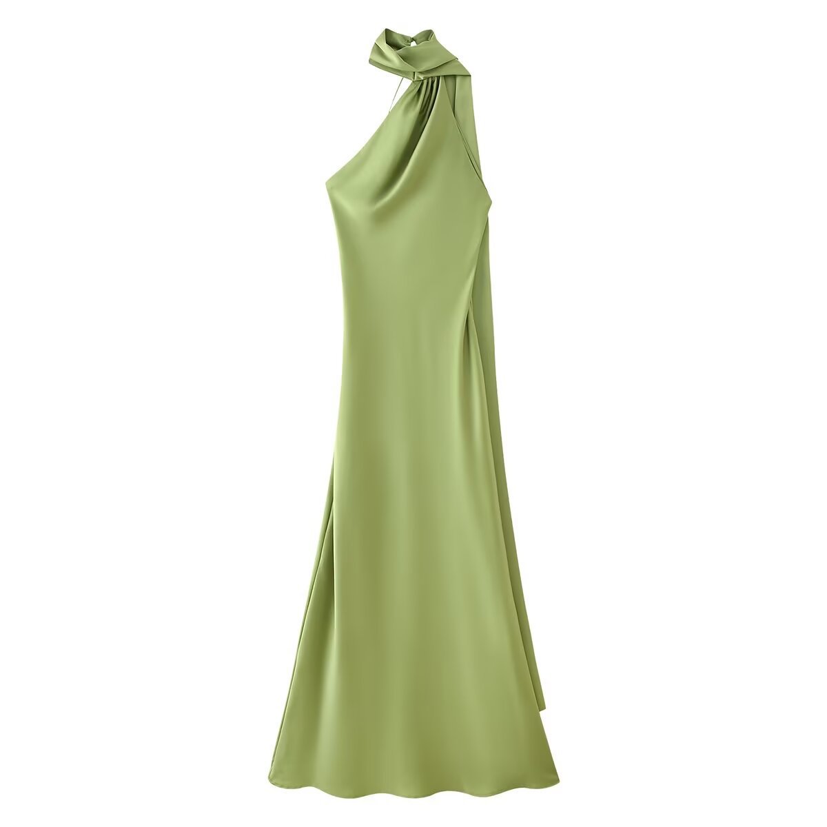 Women's Elegant Open-Back Halter Maxi Dress with Tie Detail