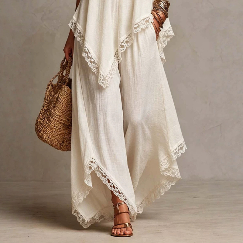 Bohemian Sleeveless Wide-Leg Pants Set