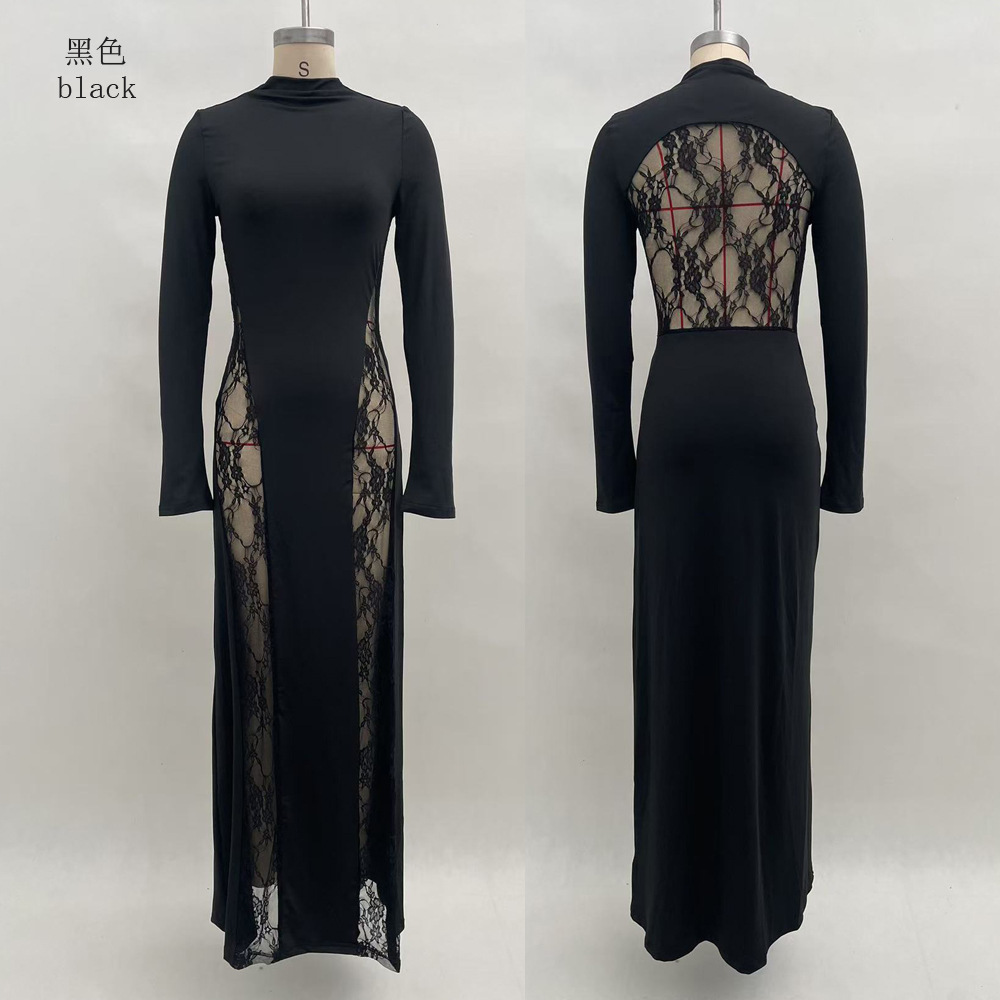 Sexy Cutout Lace Long Sleeve Bodycon Dress