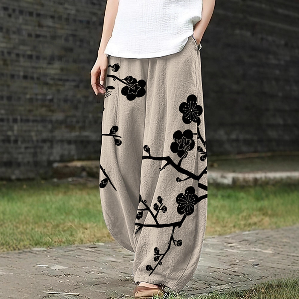 Women's Vintage Floral Print Casual Pants