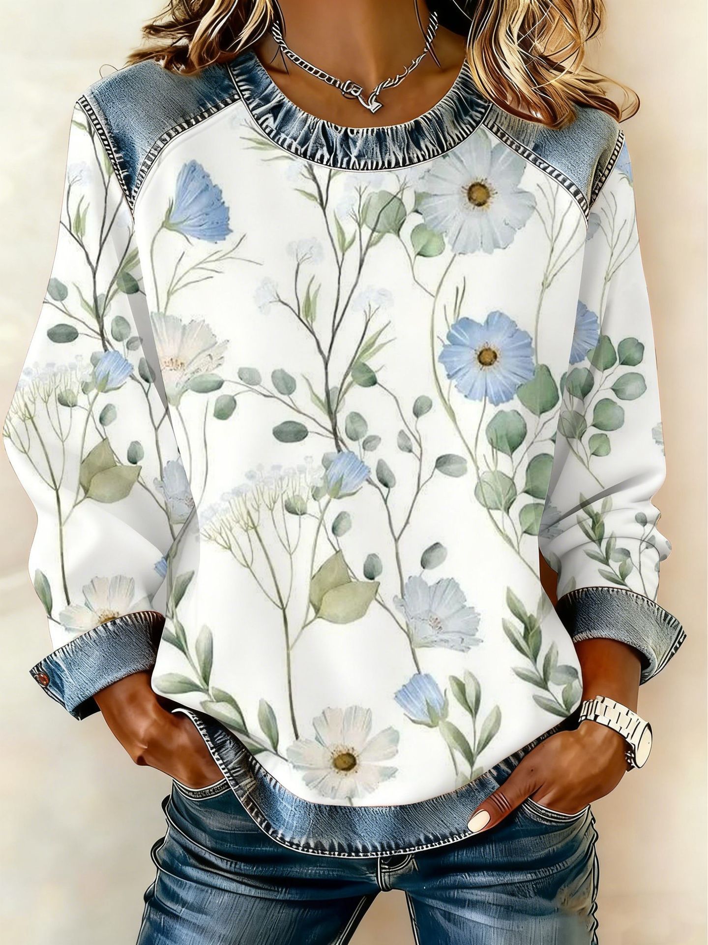 Women's Animal Lion Tiger Print Crewneck Sweatshirt