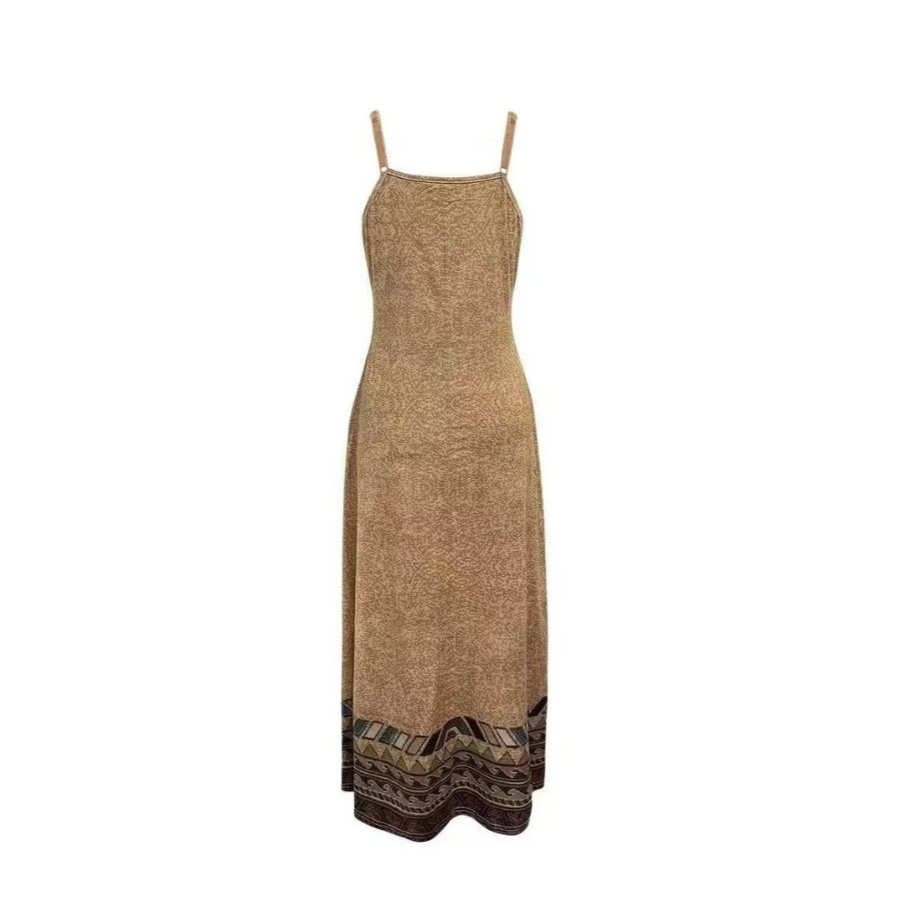 Animal Print Sleeveless V-Neck Midi Dress