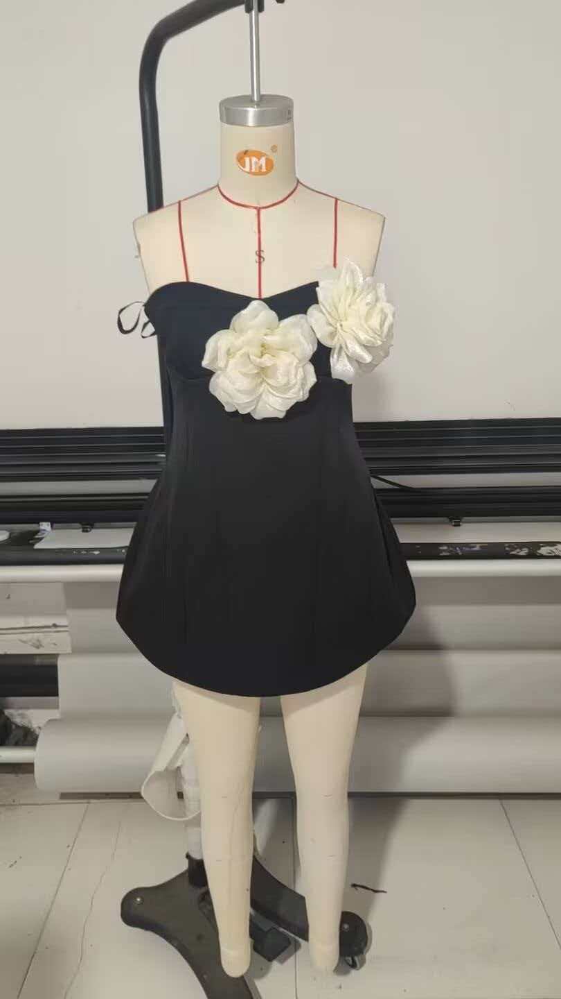 Women's Strapless Floral Color-Block Bodycon Mini Dress
