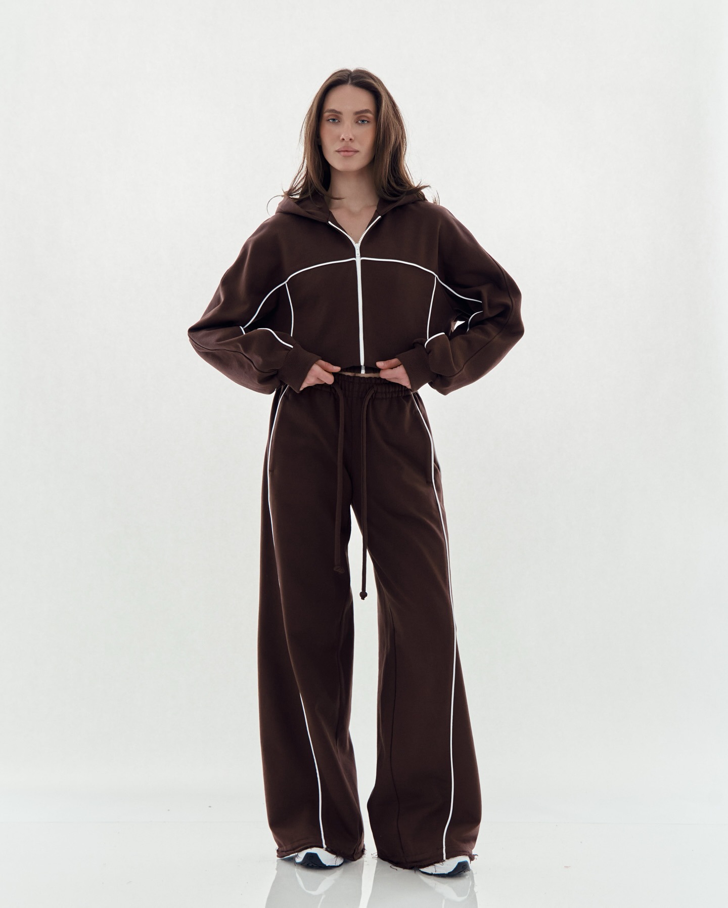 Women's Casual Hooded Zip Cardigan and Pants Two-Piece Set
