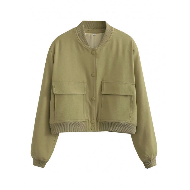Women's Stand Collar Big Pocket Jacket