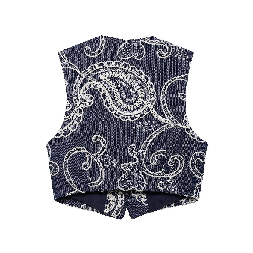Embroidered Print Sleeveless Vest and Shorts Set