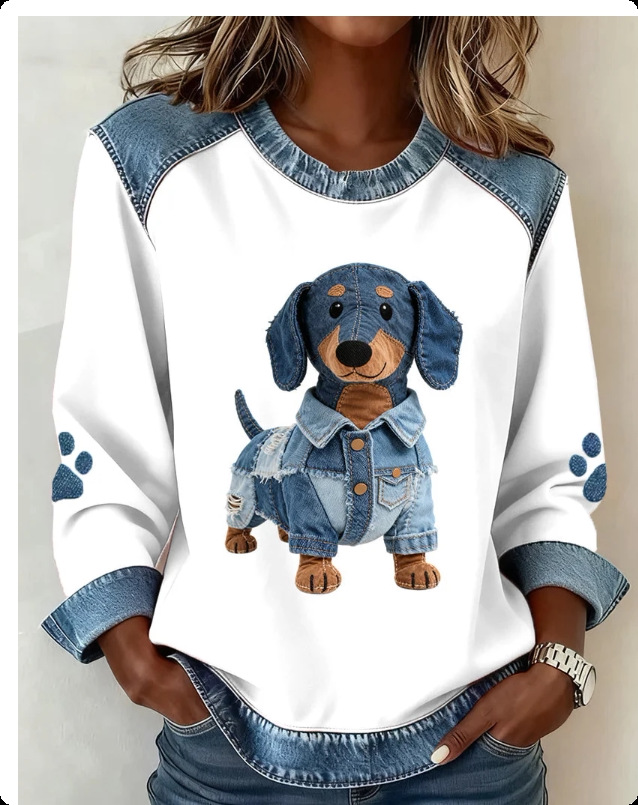 Women's Leopard Print Crewneck Sweatshirt Waffle Knit Long Sleeve