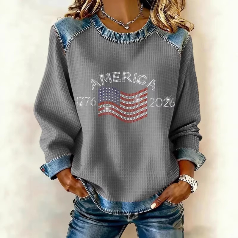 Women's America Print Crewneck Sweatshirt