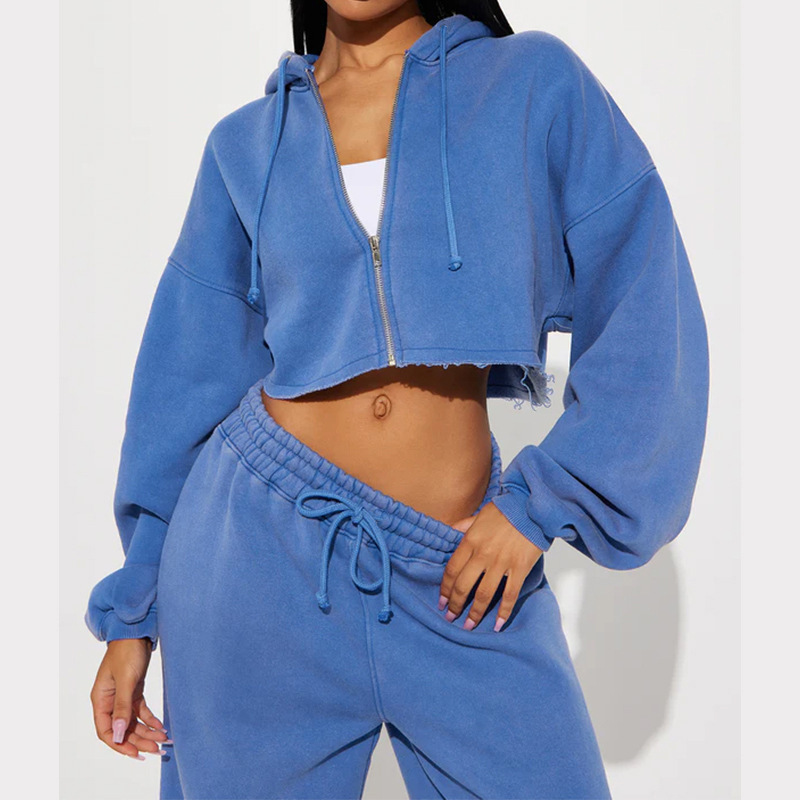 Women's Long Sleeve Zip-Up Sweatsuit Set Casual Streetwear
