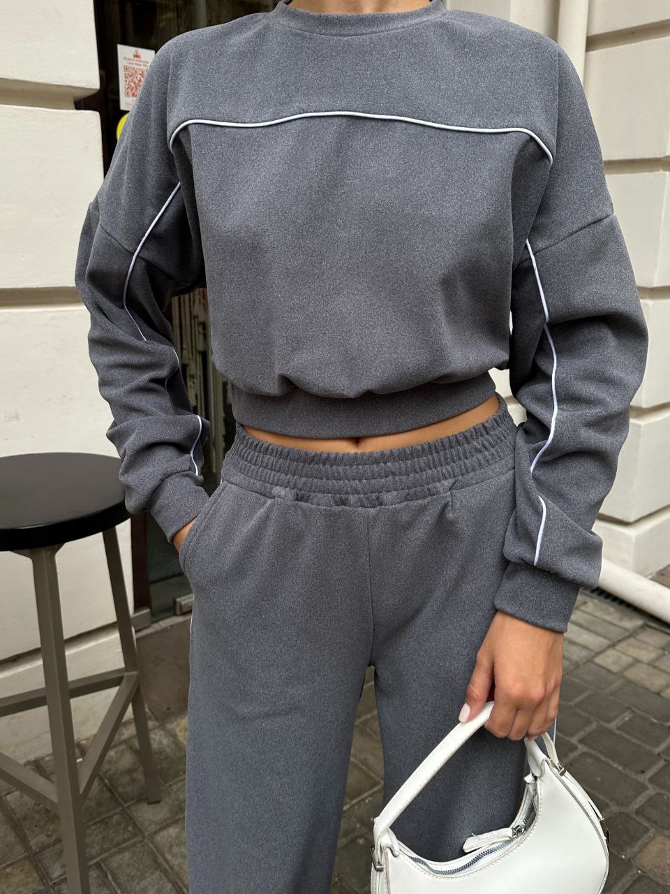 Women's Striped Long Sleeve Sweatshirt & Wide-Leg Pants Set
