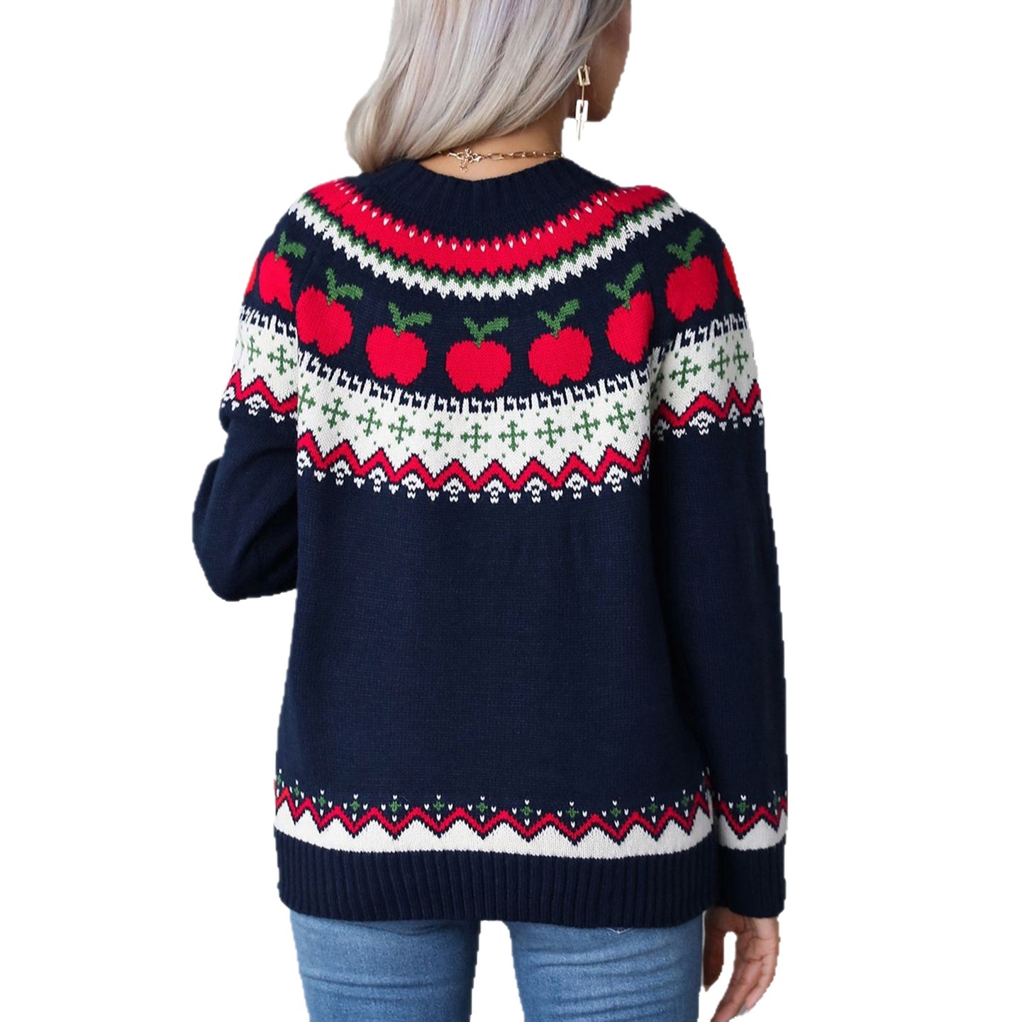 Christmas Tree Print Pullover Sweater for Women