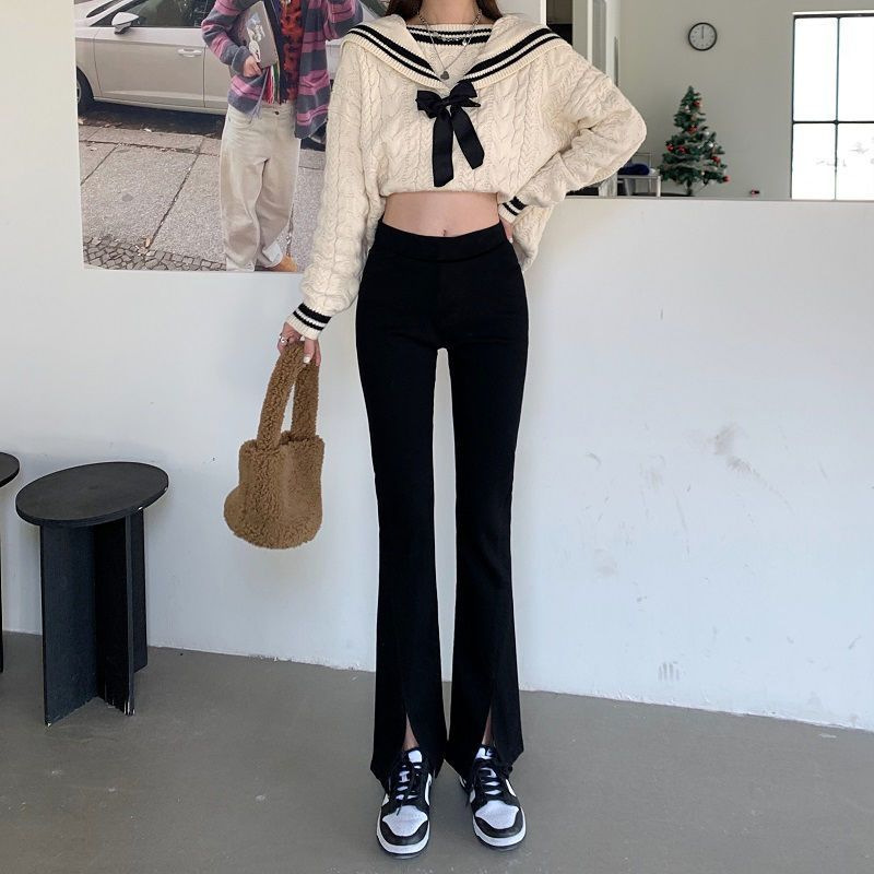 High-Waist Split-Hem Flare Pants for Women