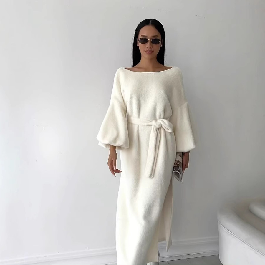 Women's Tie-Waist Long Split Dress
