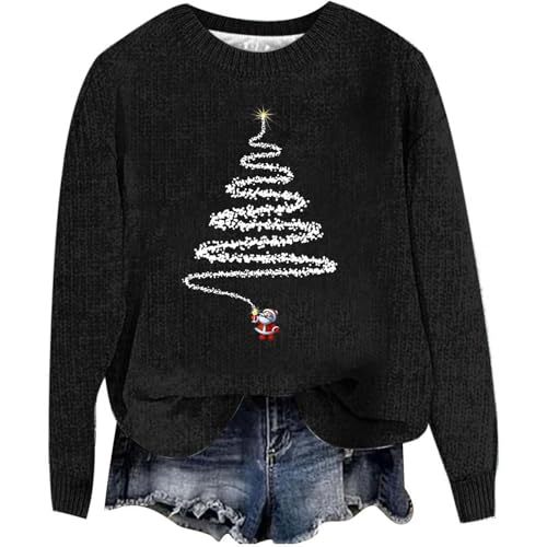 Women's Christmas Tree Light Print Crewneck Sweatshirt