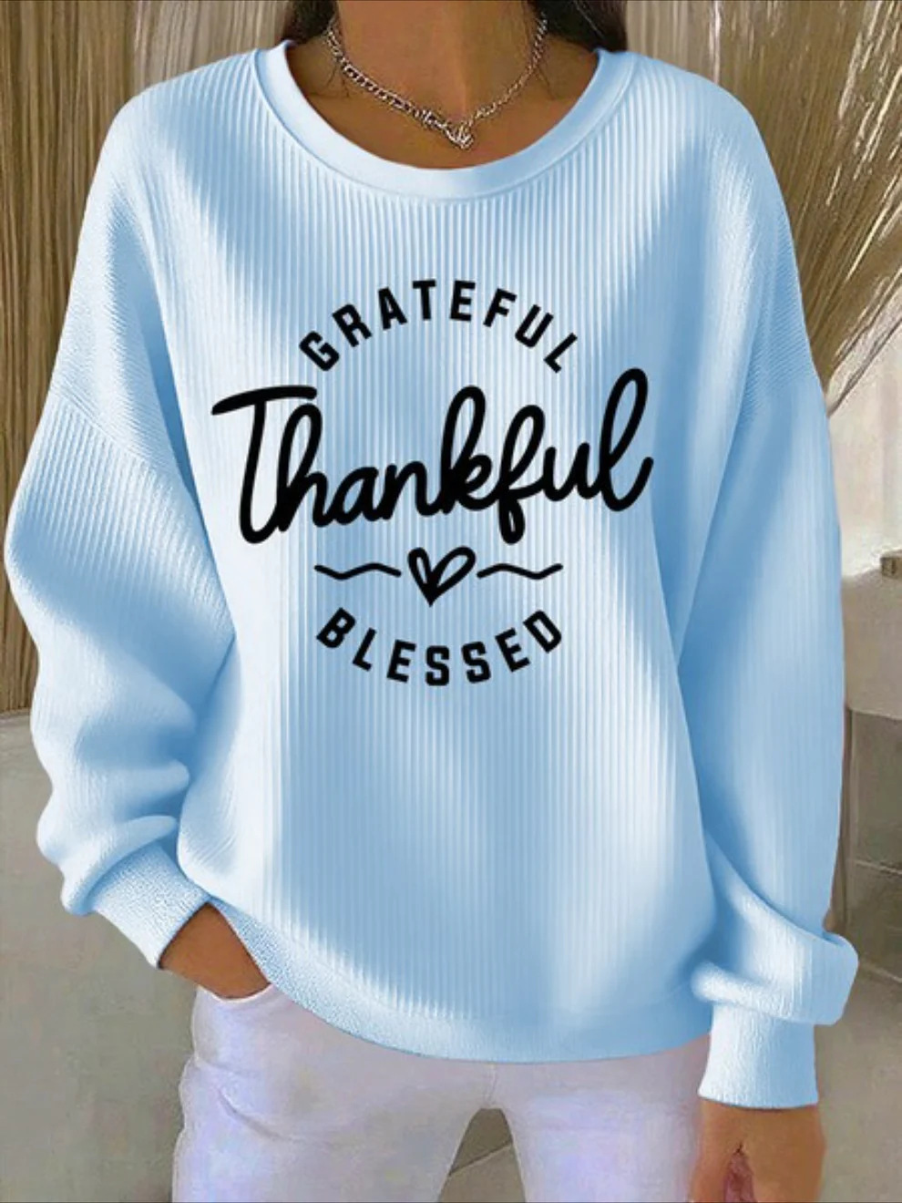 Women's Pumpkin Christmas Tree Bow Print Crewneck Sweatshirt