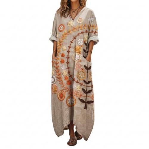 Women's Boho A-Line Midi Dress with 3D Print