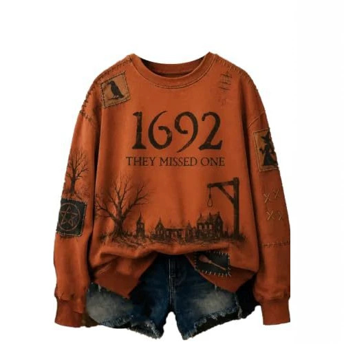 Women's Witch Castle Tree Ghost Print Sweatshirt