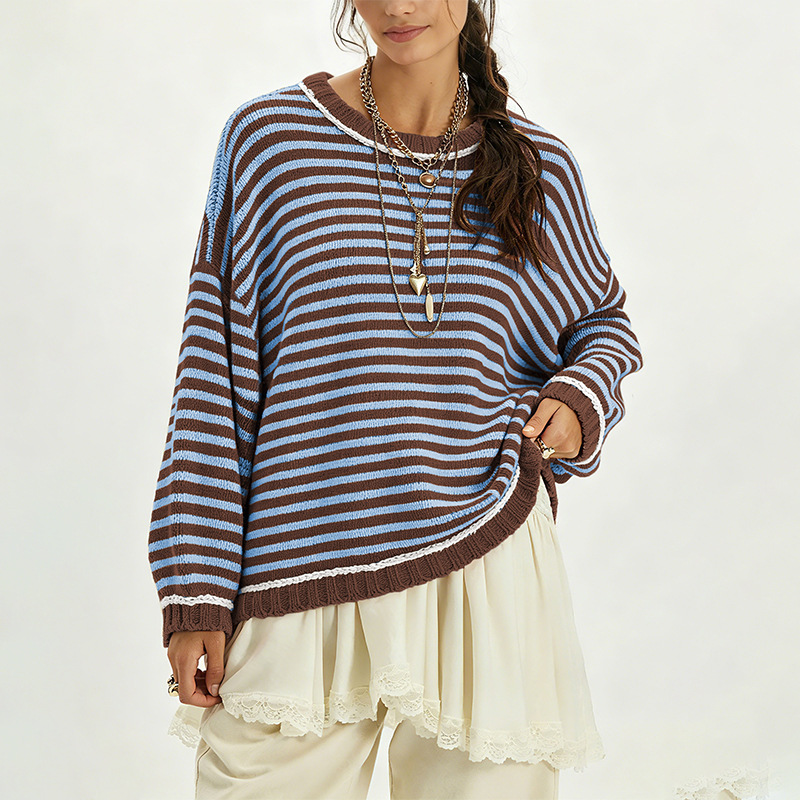 Women's Color-Block Striped Knit Pullover Sweater