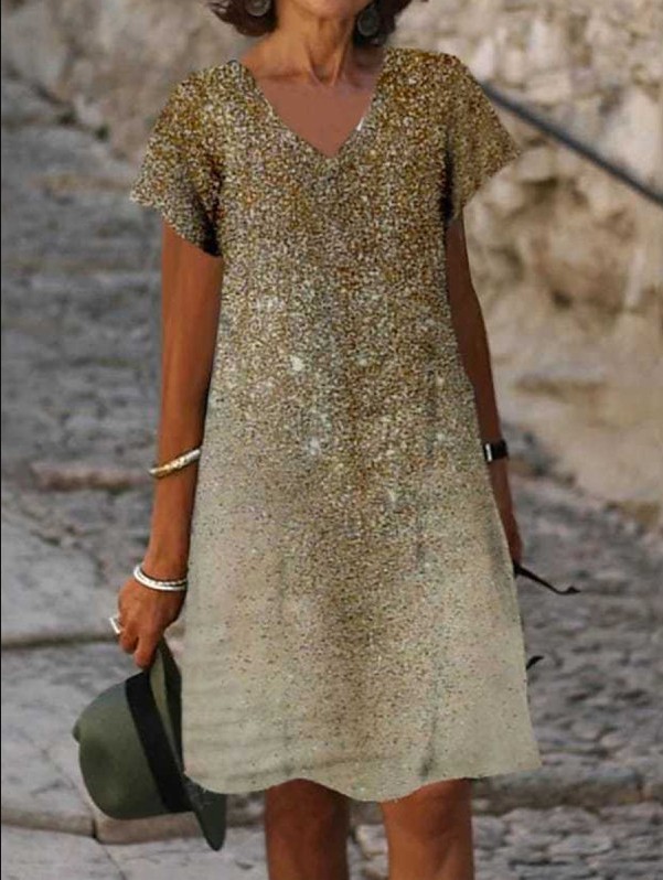 Women's Vintage Short Sleeve Midi Dress