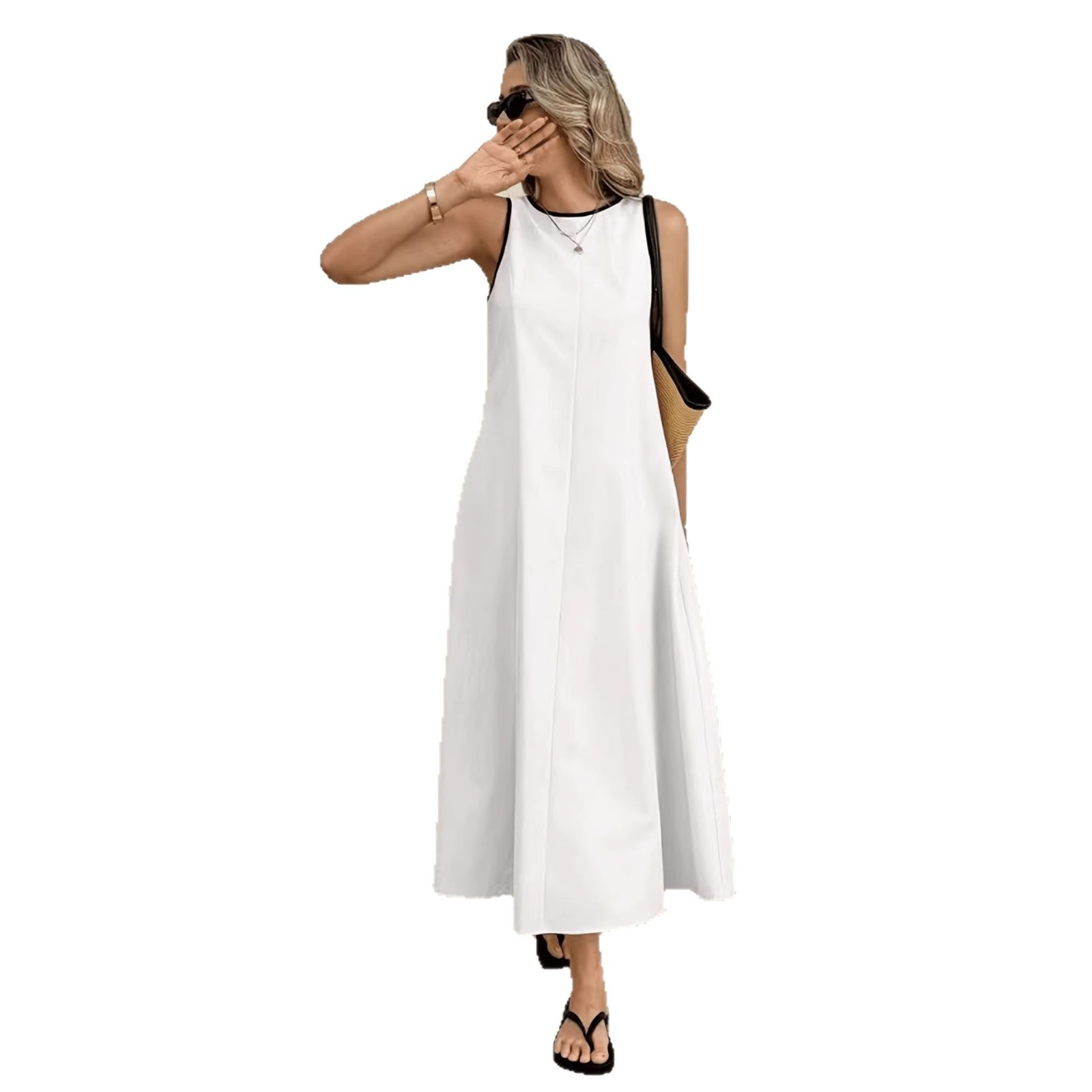 Solid Sleeveless Long Tank Dress