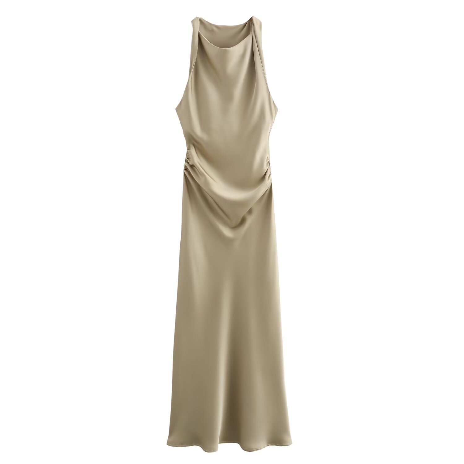 Satin-Feel Sleeveless Midi Dress