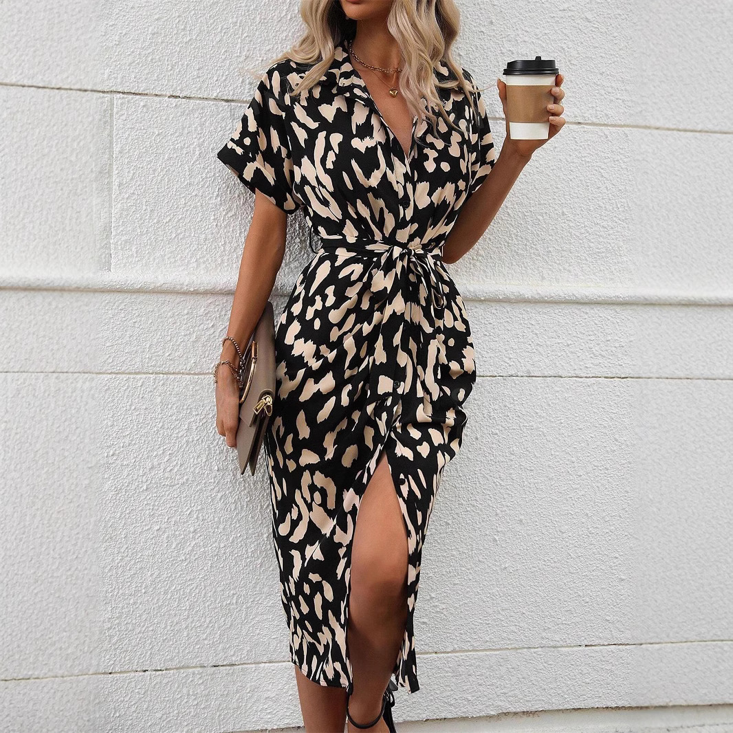 Floral Print Short Sleeve A-Line Dress