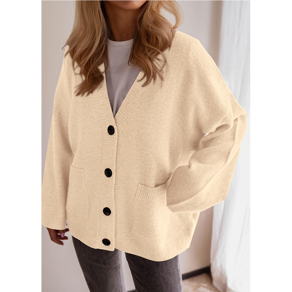 V-Neck Button-Up Knit Cardigan Sweater