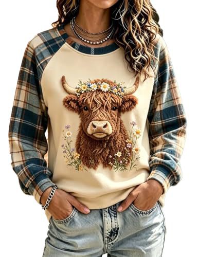 Women's Farm Cow Head Print Casual Sweatshirt