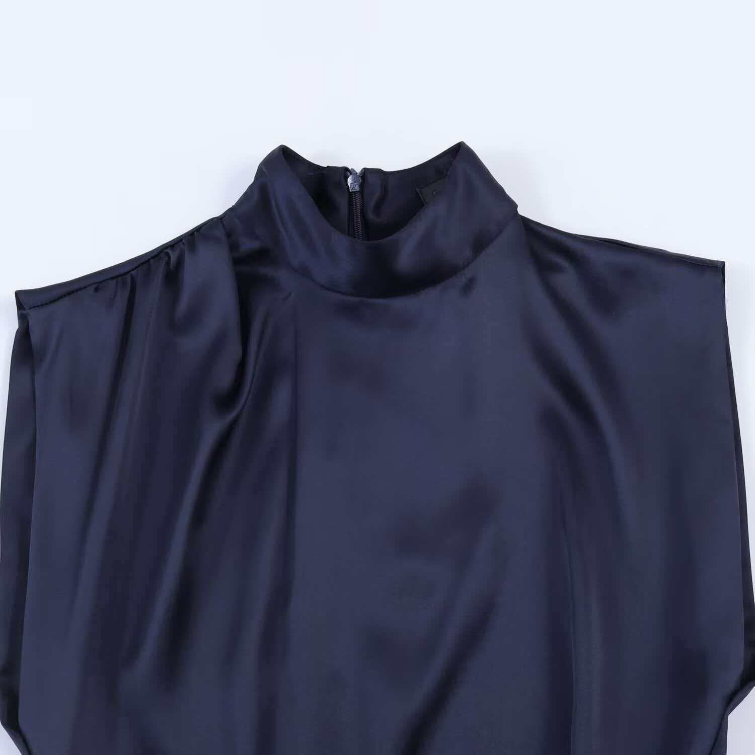 Women's Lace Panel Mini Dress High Neck Sleeveless Bodycon