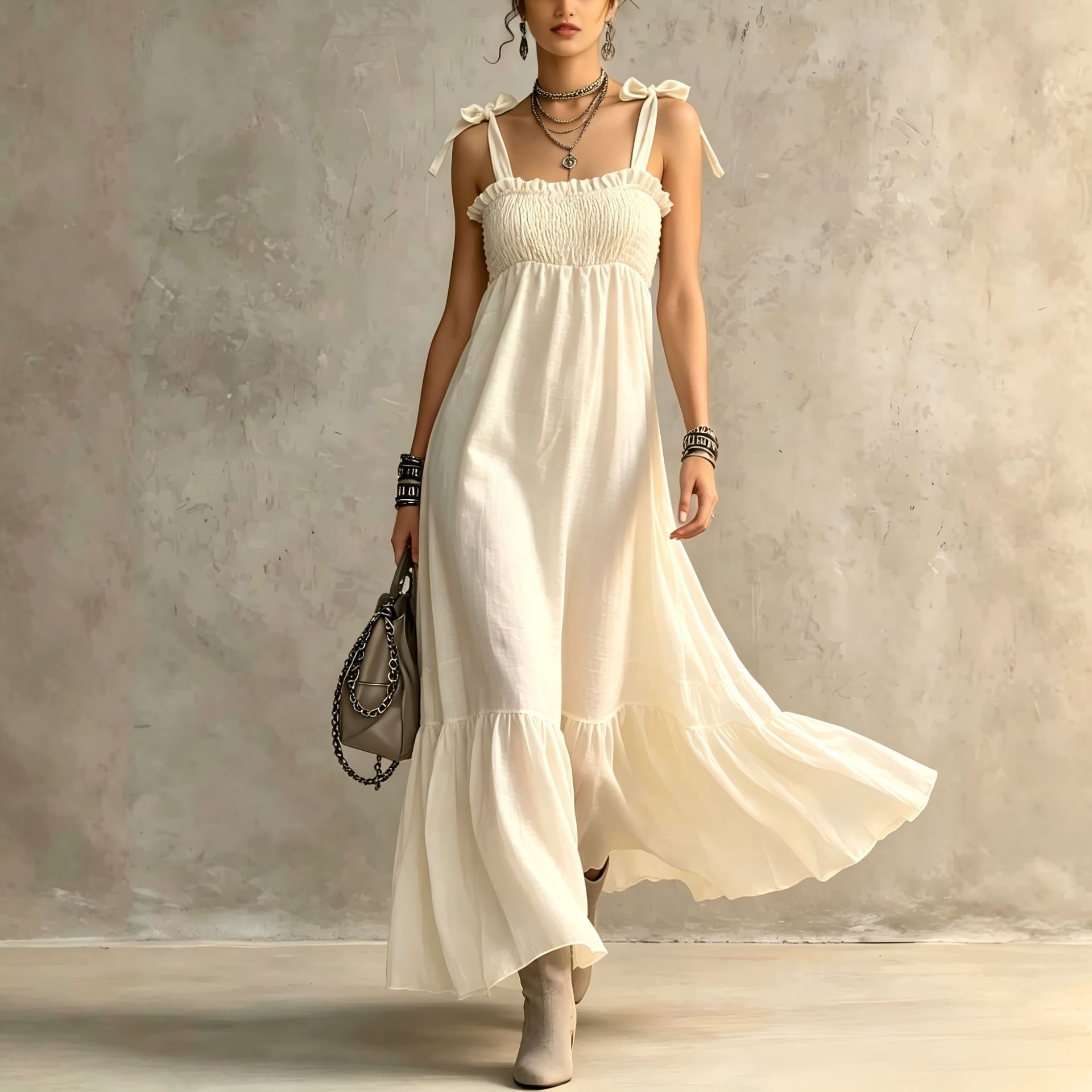 Vintage Bohemian Sleeveless Long Vacation Dress