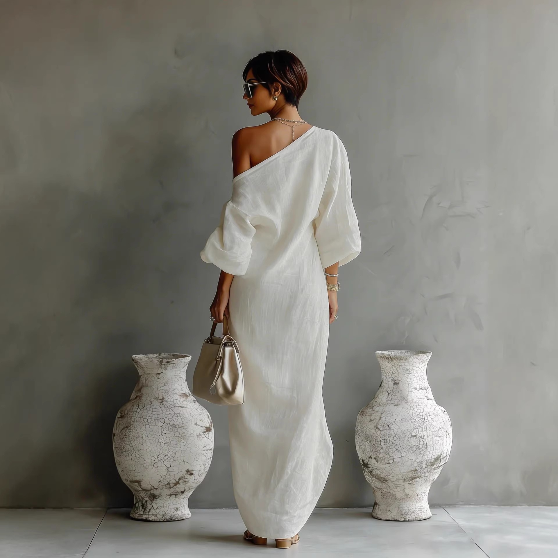 Women's Long Sleeve Off-Shoulder Midi Dress