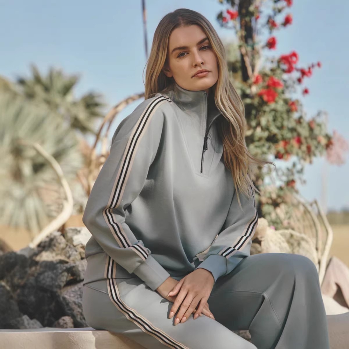 Women's Striped Zip-Up Cardigan Long Sleeve Casual Commuter