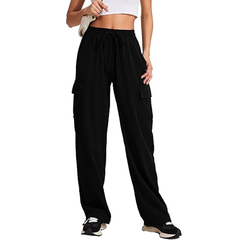 Women's High-Waist Wide-Leg Cargo Pants with Pockets
