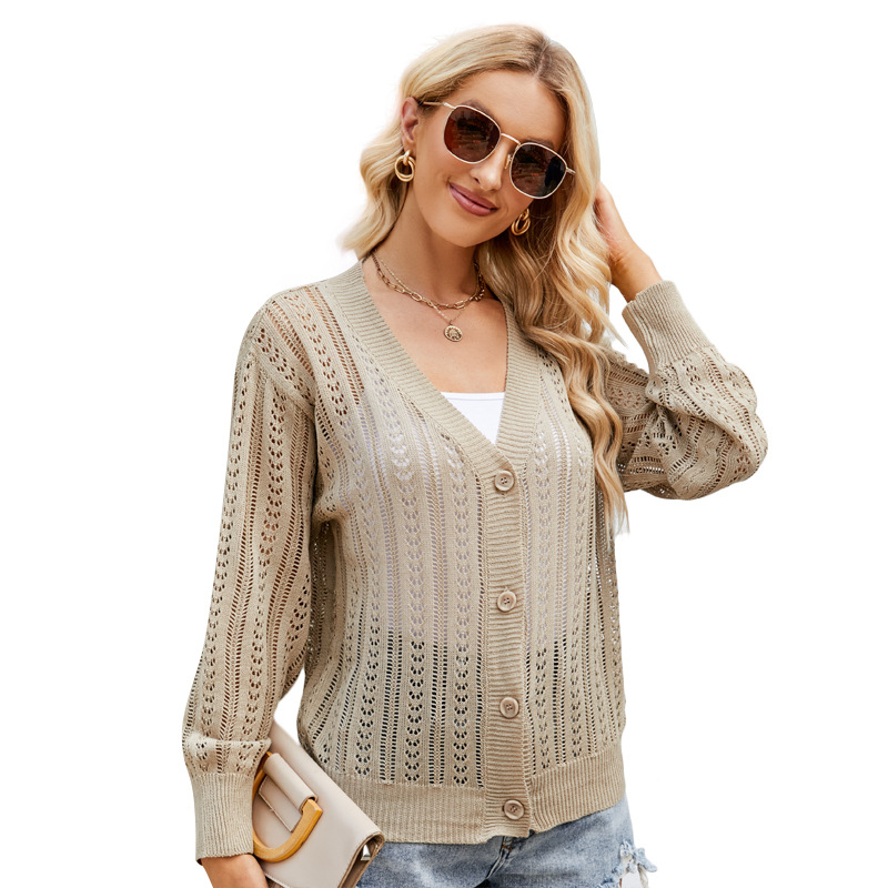 Women's Hollow-Out V-Neck Knit Cardigan