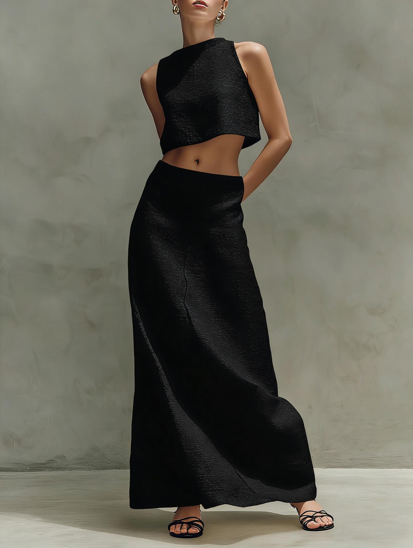 Sleeveless Top and Long Skirt Two-Piece Set