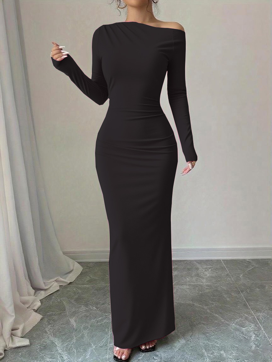 Off-Shoulder Floral Print Bodycon Long Dress