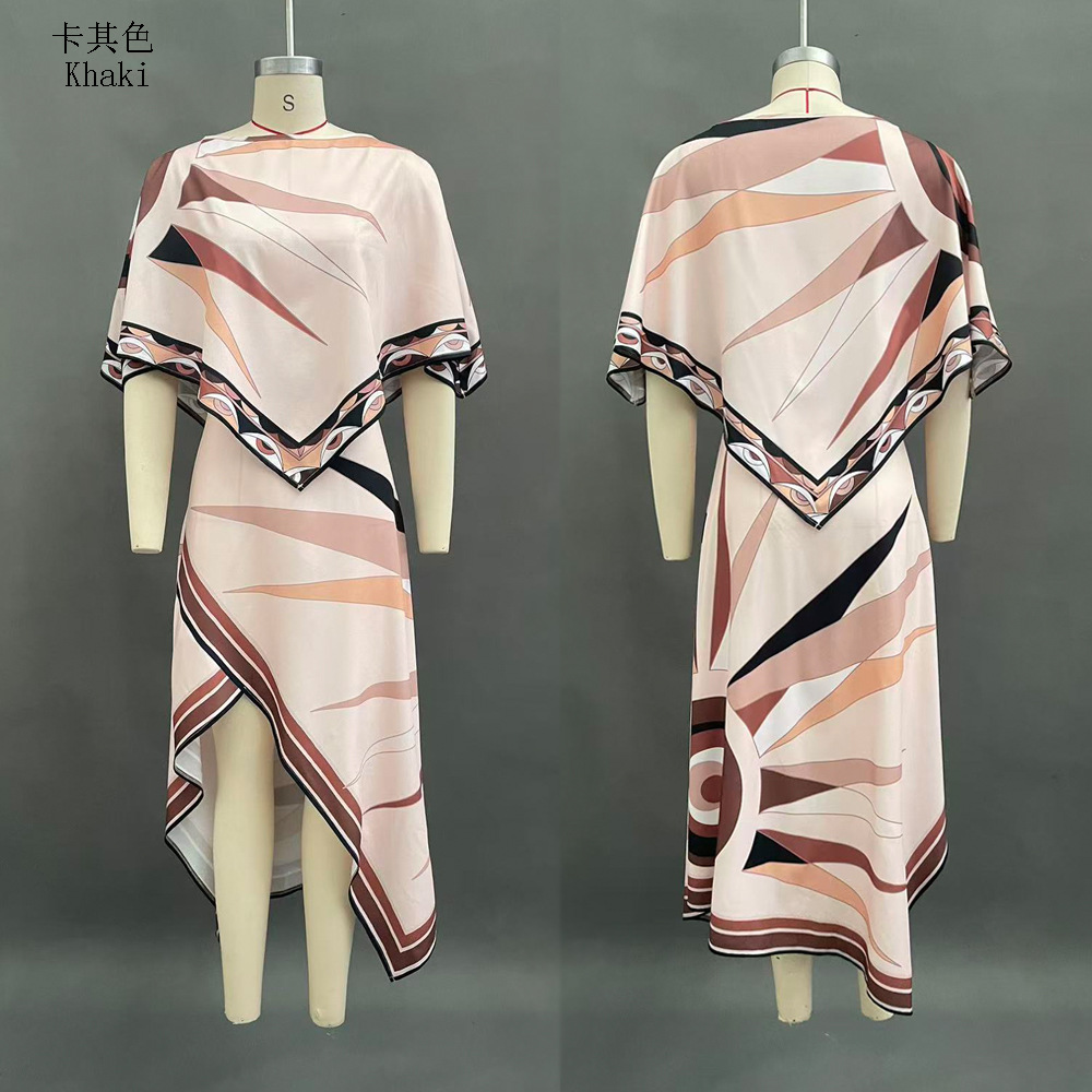 Printed Top and Asymmetrical Skirt Two-Piece Set