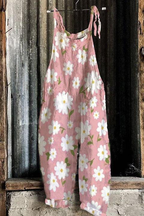Sweet Floral Print Wide-Leg Jumpsuit
