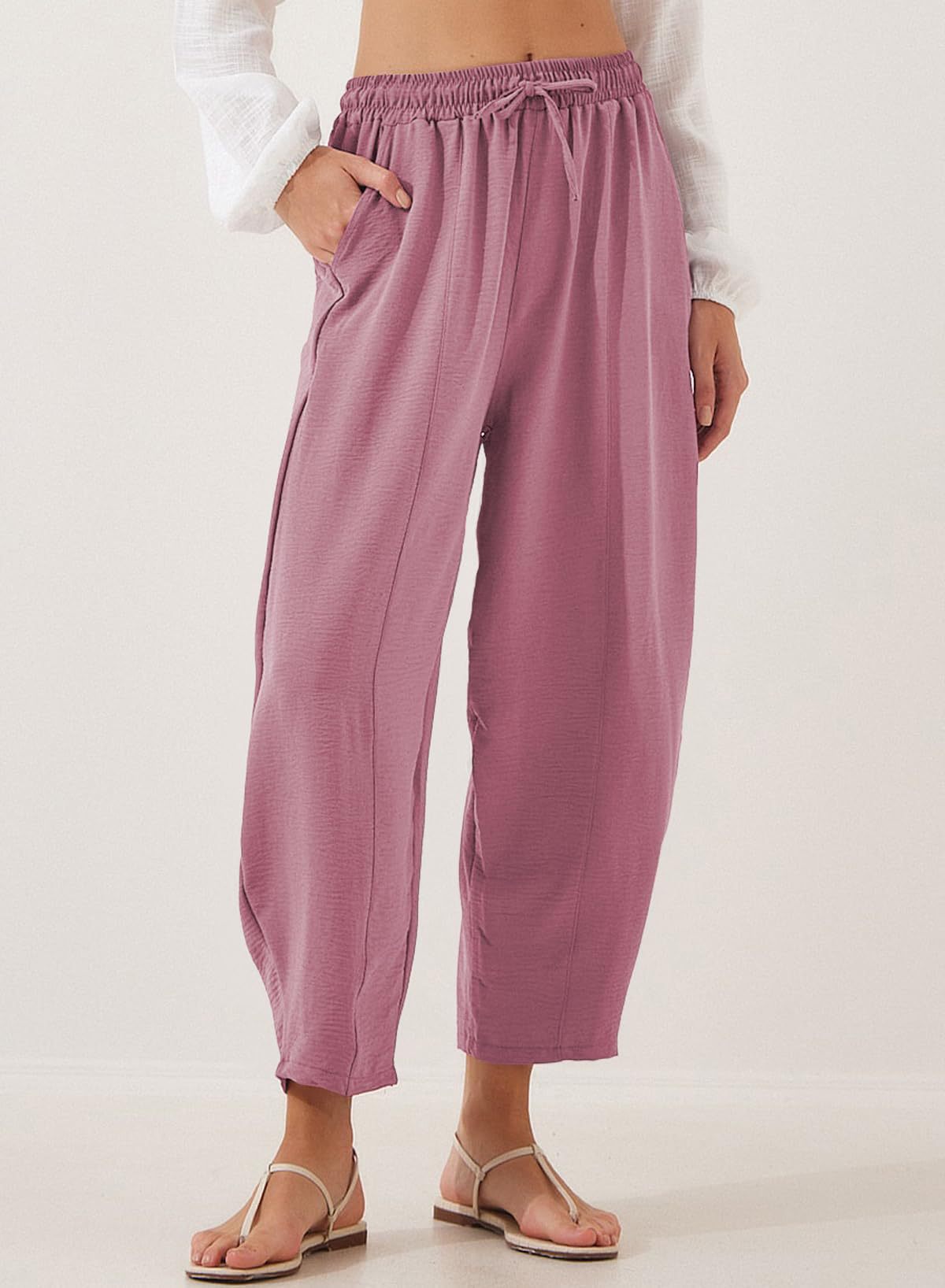 Pleated Mid-Rise Straight-Leg Cropped Pants