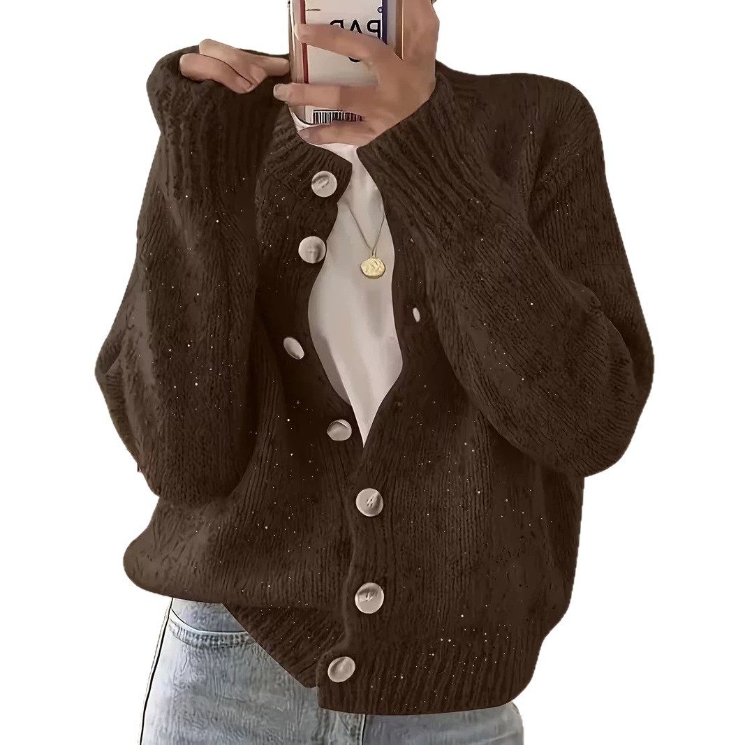 Women's Single-Breasted Knit Cardigan Short Sweater Jacket