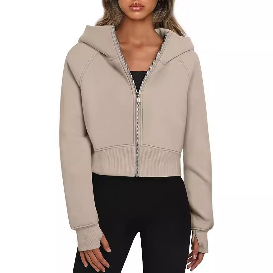 Fleece-Lined Hooded Zip-Up Sweatshirt Jacket