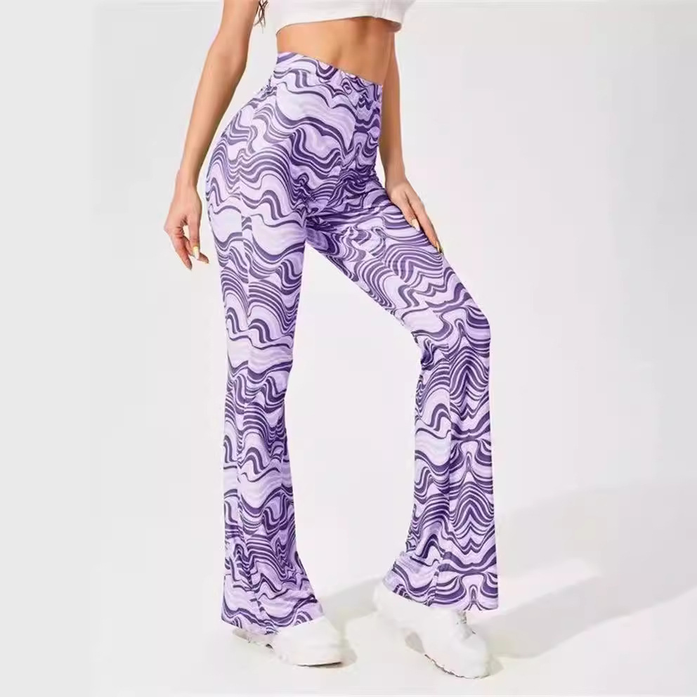 Women's Water Ripple Flared Yoga Pants High Waist Casual