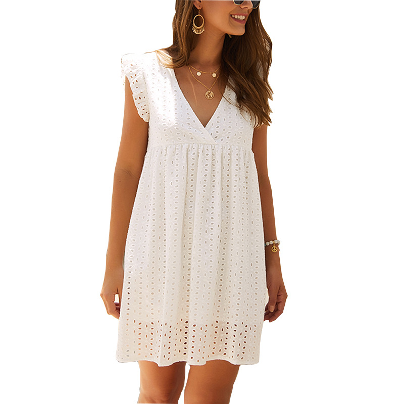 Women's V-Neck Sleeveless Lace Dress