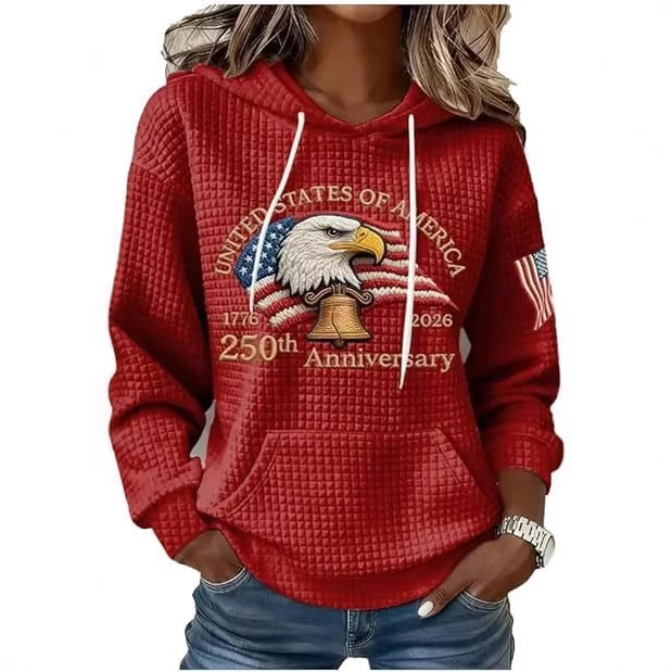 Women's Eagle Star Print Casual Hoodie