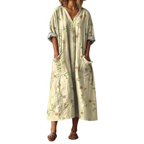 Women's V-Neck Boho A-Line Midi Dress